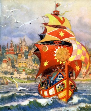 Fantasía popular Painting - Ruso nicolai kochergin siete simeons siete trabajadores Fantasía